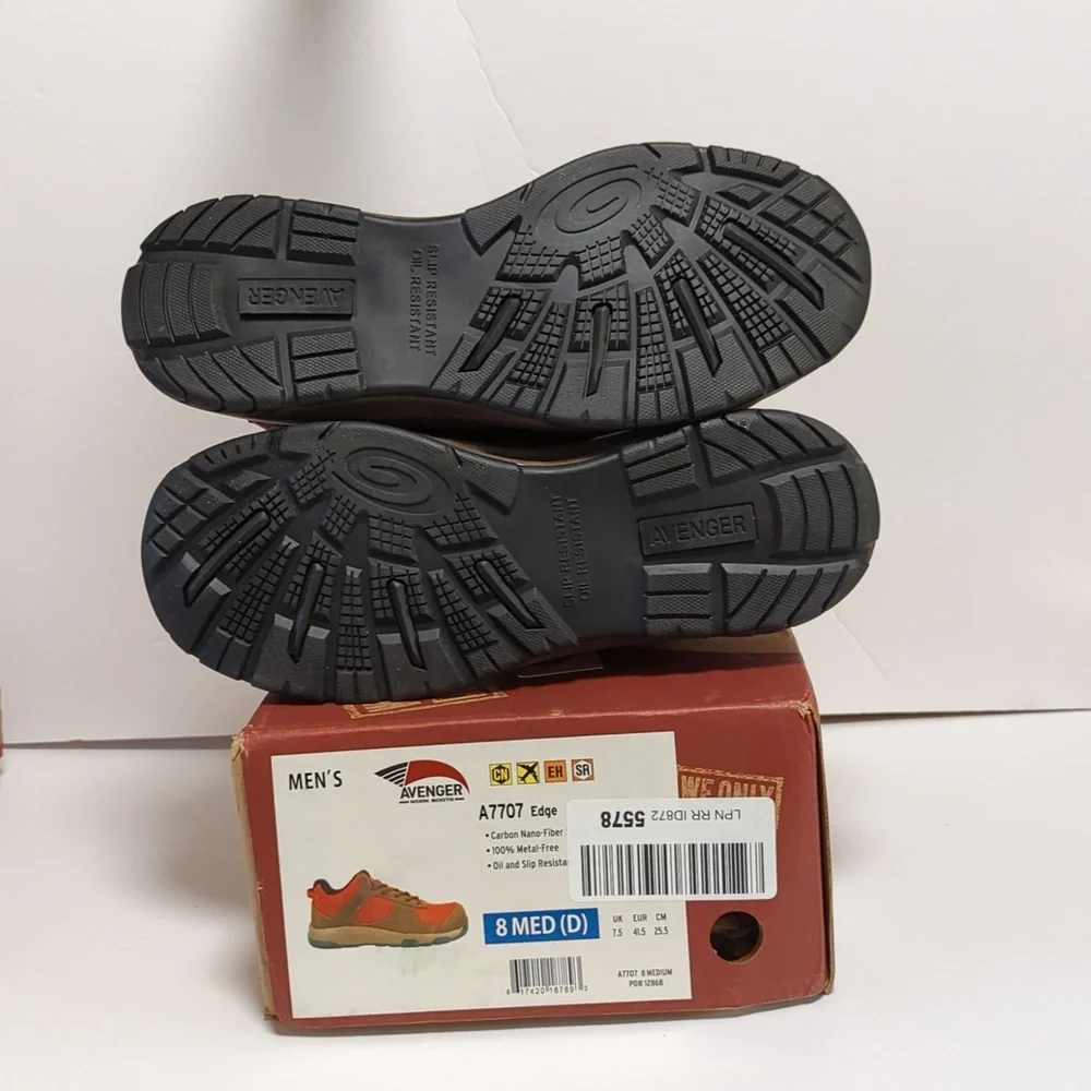 Mens Avenger Steel-toe Work Boots Edge CT Brown/Red size 8